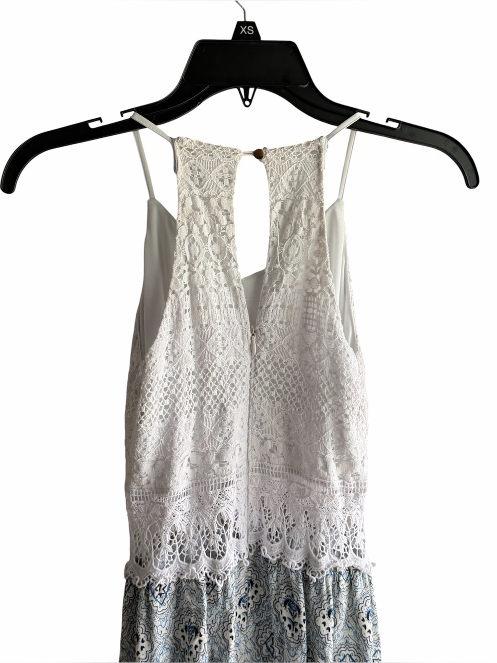 Papaya Sleeveless Lace Bodice Maxi Dress in white and Blue size S - Picture 4 of 8